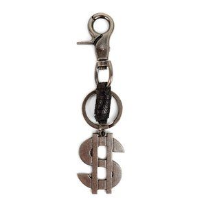 Genuine Leather & Metal Dollar Sign Fancy Keychain